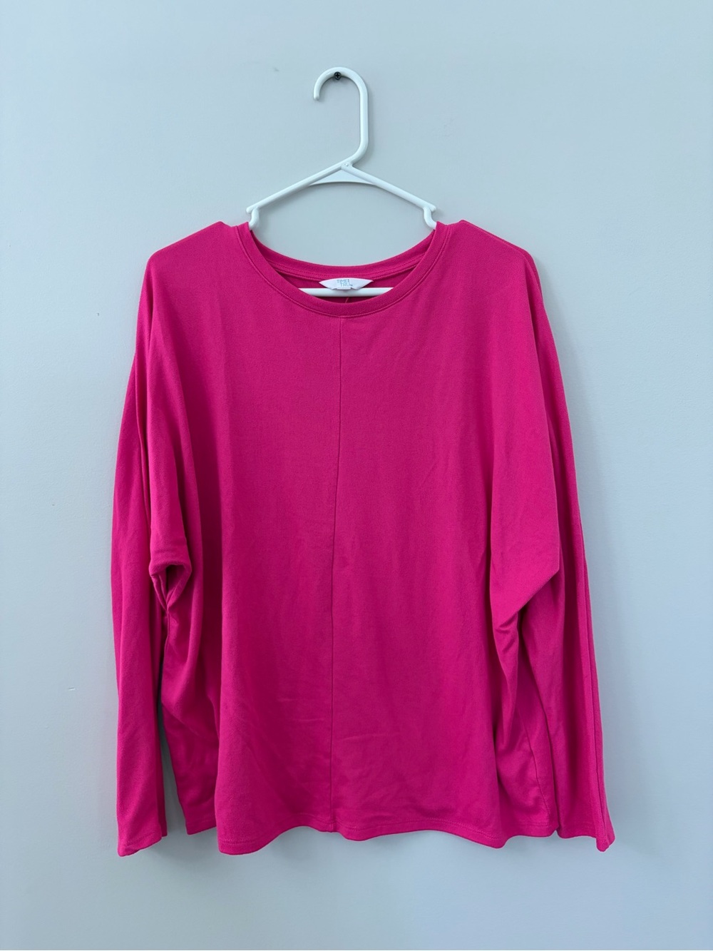 Time and Tru Long Sleeve Crewneck Top - Hot Pink